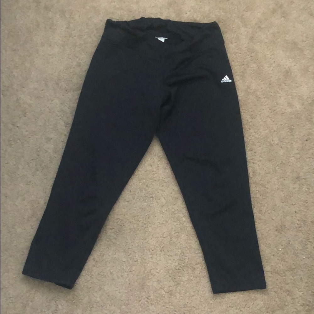 Plain black adidas cropped leggings